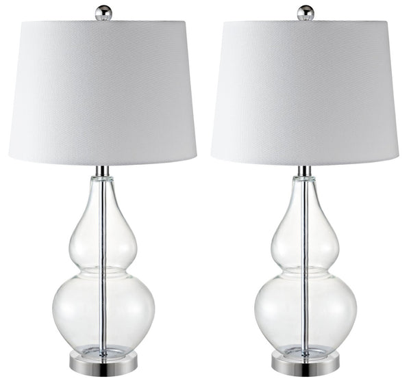 Safavieh FRENA, Elegant 26.5 Inch Clear Glass Table Lamps Set of 2 for Modern & Minimalist Interiors TBL4221A-SET2