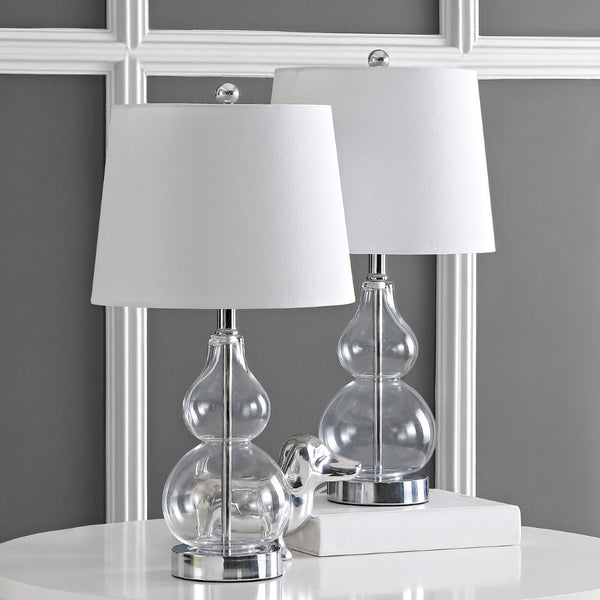 Safavieh BRISOR Table Lamp - Contemporary Glass Design, Stylish Illumination for Modern Decor & Ambient Lighting Clear TBL4222A-SET2
