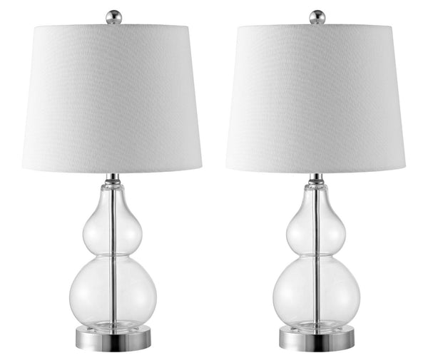 Safavieh BRISOR Table Lamp - Contemporary Glass Design, Stylish Illumination for Modern Decor & Ambient Lighting Clear TBL4222A-SET2