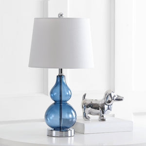 Safavieh BRISOR Table Lamp - Contemporary Glass Design, Stylish Illumination for Modern Decor & Ambient Lighting Blue TBL4222B-SET2