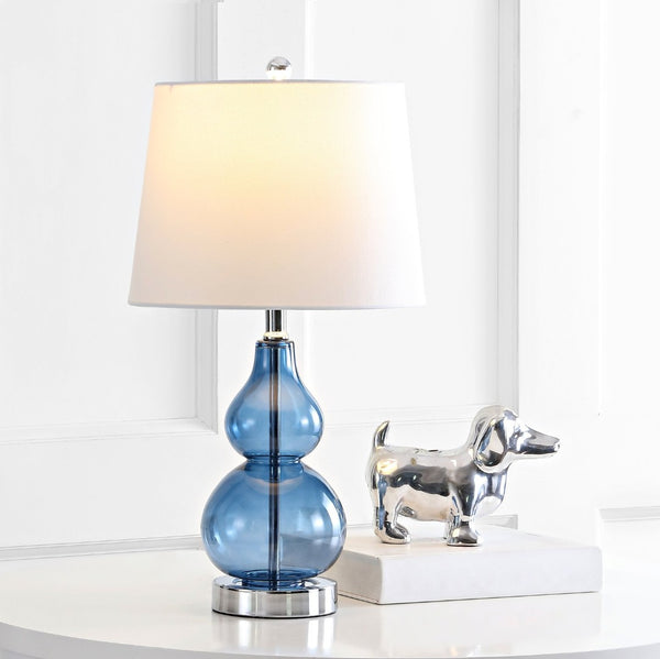 Safavieh BRISOR Table Lamp - Contemporary Glass Design, Stylish Illumination for Modern Decor & Ambient Lighting Blue TBL4222B-SET2