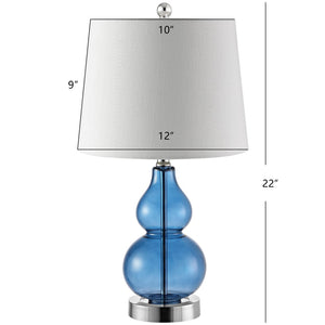 Safavieh BRISOR Table Lamp - Contemporary Glass Design, Stylish Illumination for Modern Decor & Ambient Lighting Blue TBL4222B-SET2