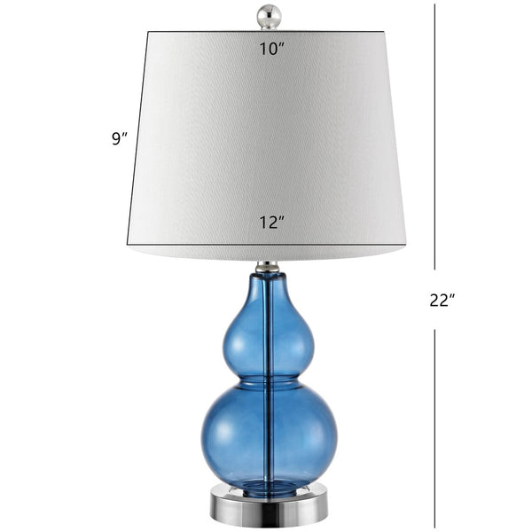 Safavieh BRISOR Table Lamp - Contemporary Glass Design, Stylish Illumination for Modern Decor & Ambient Lighting Blue TBL4222B-SET2
