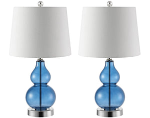 Safavieh BRISOR Table Lamp - Contemporary Glass Design, Stylish Illumination for Modern Decor & Ambient Lighting Blue TBL4222B-SET2