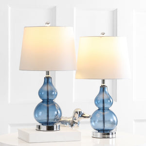 Safavieh BRISOR Table Lamp - Contemporary Glass Design, Stylish Illumination for Modern Decor & Ambient Lighting Blue TBL4222B-SET2