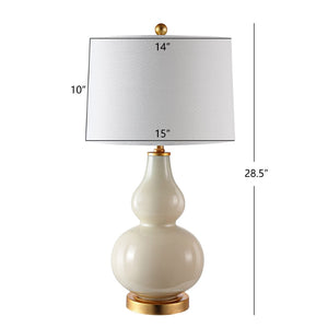 Safavieh KARLEN, Elegant 28.5-Inch Glass and Iron Table Lamp Set of 2 for Modern Home Décor Enhancement Creme / Gold TBL4223A-SET2