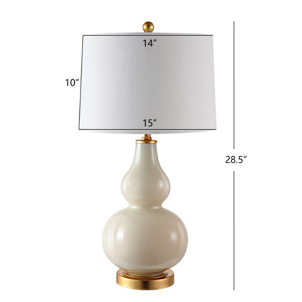 Safavieh KARLEN, Elegant 28.5-Inch Glass and Iron Table Lamp Set of 2 for Modern Home Décor Enhancement Creme / Gold TBL4223A-SET2