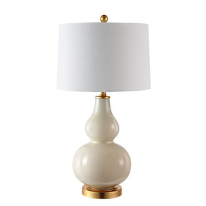 Safavieh KARLEN, Elegant 28.5-Inch Glass and Iron Table Lamp Set of 2 for Modern Home Décor Enhancement Creme / Gold TBL4223A-SET2
