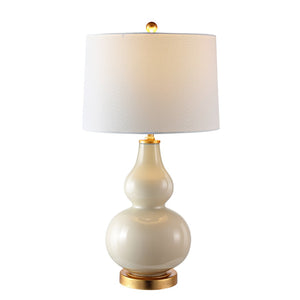 Safavieh KARLEN, Elegant 28.5-Inch Glass and Iron Table Lamp Set of 2 for Modern Home Décor Enhancement Creme / Gold TBL4223A-SET2