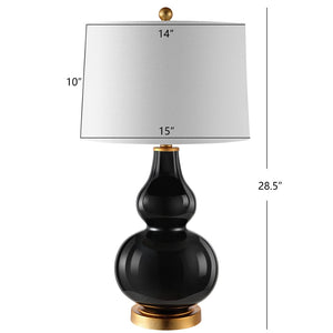 Safavieh KARLEN, Elegant 28.5-Inch Glass and Iron Table Lamp Set of 2 for Modern Home Décor Enhancement Black / Gold TBL4223B-SET2