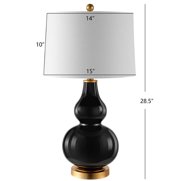 Safavieh KARLEN, Elegant 28.5-Inch Glass and Iron Table Lamp Set of 2 for Modern Home Décor Enhancement Black / Gold TBL4223B-SET2