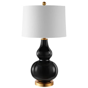 Safavieh KARLEN, Elegant 28.5-Inch Glass and Iron Table Lamp Set of 2 for Modern Home Décor Enhancement Black / Gold TBL4223B-SET2