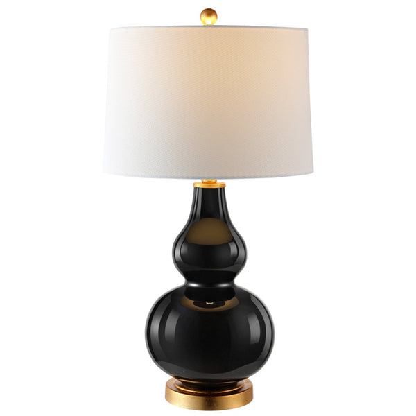 Safavieh KARLEN, Elegant 28.5-Inch Glass and Iron Table Lamp Set of 2 for Modern Home Décor Enhancement Black / Gold TBL4223B-SET2