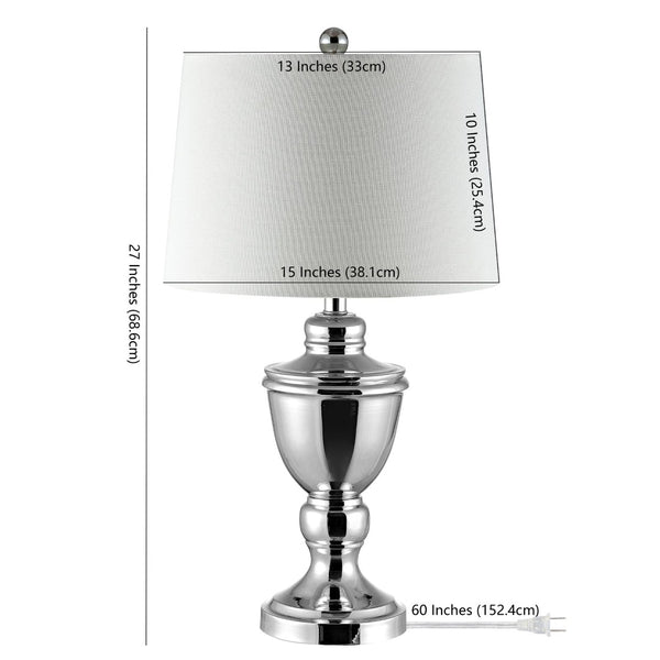 Safavieh RESSA, 27-Inch Polished Nickel Iron Table Lamp – Modern Elegance for Home, Office, and More! TBL4225A