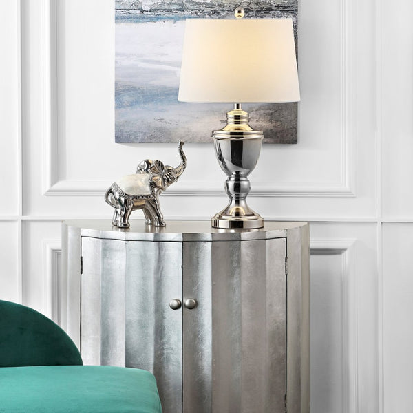 Safavieh RESSA, 27-Inch Polished Nickel Iron Table Lamp – Modern Elegance for Home, Office, and More! TBL4225A