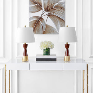 Safavieh RENNI, Elegant 21-Inch Brown/Gold Table Lamp Set of 2 – Versatile Iron/MDF Design for Any Decor TBL4227A-SET2