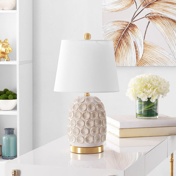 Safavieh LAMSON Table Lamp – Elegant Gold Accents & White Shade for Modern or Classic Home Décor, 21" H TBL4230A