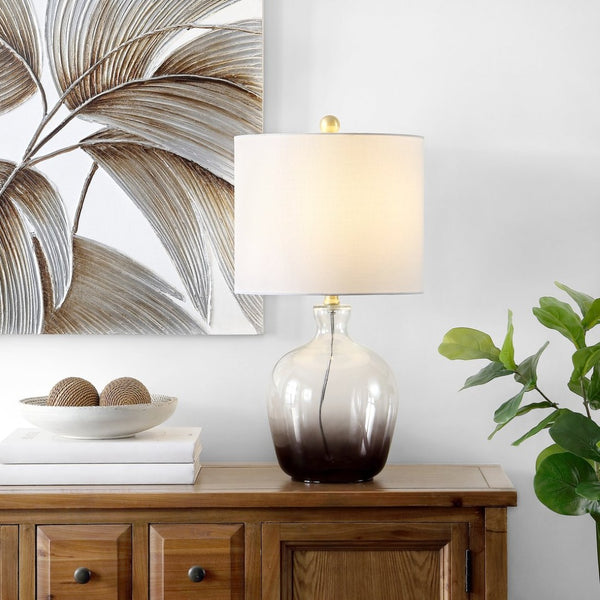 Safavieh REMZI, Sleek 23-Inch Grey Glass Table Lamp for Ambient Lighting in Modern & Transitional Decor TBL4237A