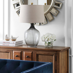Safavieh LARZEN, 25.5 Inch Grey Glass Table Lamp - Modern Elegance for Any Room, Perfect Ambient Lighting TBL4239A