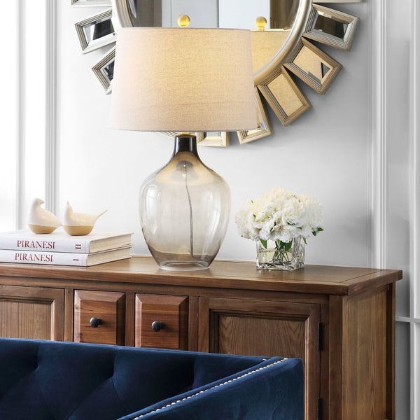 Safavieh LARZEN, 25.5 Inch Grey Glass Table Lamp - Modern Elegance for Any Room, Perfect Ambient Lighting TBL4239A