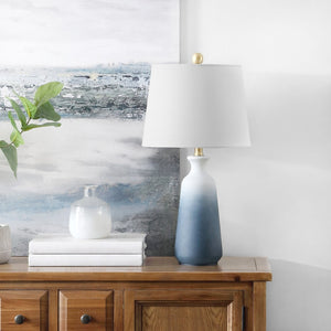 Safavieh NAREM, 23-Inch Blue Grey Glass Table Lamp for Modern Elegance, Soft Lighting & Versatile Décor Style TBL4240A