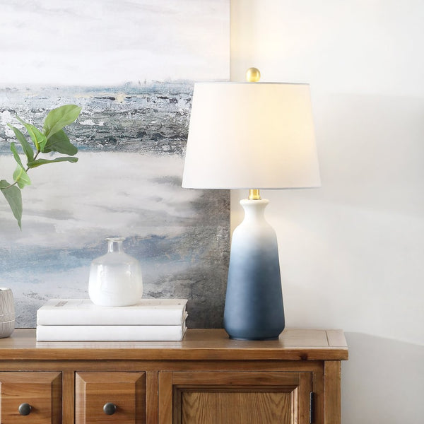Safavieh NAREM, 23-Inch Blue Grey Glass Table Lamp for Modern Elegance, Soft Lighting & Versatile Décor Style TBL4240A