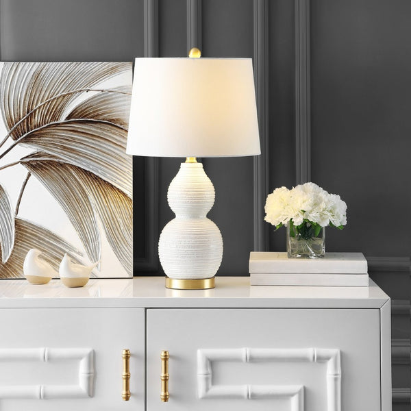 Safavieh DARSA Table Lamp - Modern Minimalist Design for Ambient Illumination in Any Room - Elegant White Finish TBL4241A