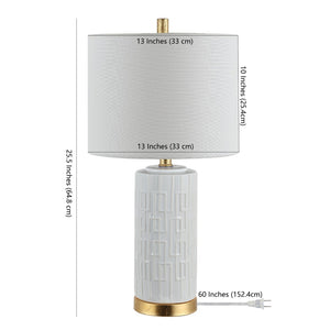 Safavieh PEHONIX, 25.5" White & Gold Ceramic Table Lamp - Stylish Accent Lighting for Modern Interiors TBL4249A