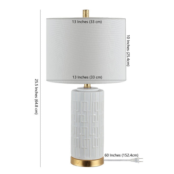 Safavieh PEHONIX, 25.5" White & Gold Ceramic Table Lamp - Stylish Accent Lighting for Modern Interiors TBL4249A