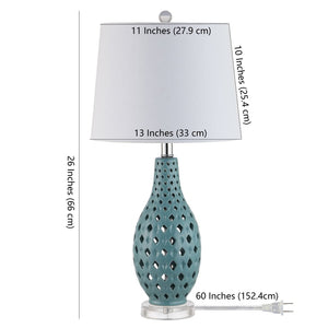 Safavieh HARLEM, HARLEM 26-Inch Ceramic Table Lamp - Modern Accent Lighting for Stylish Living Spaces & Cozy Ambiance Blue TBL4250A