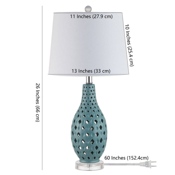 Safavieh HARLEM, HARLEM 26-Inch Ceramic Table Lamp - Modern Accent Lighting for Stylish Living Spaces & Cozy Ambiance Blue TBL4250A