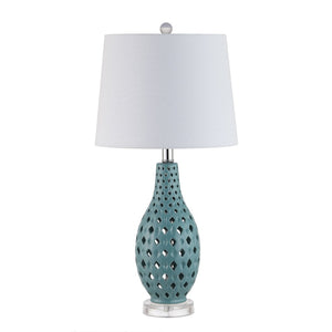 Safavieh HARLEM, HARLEM 26-Inch Ceramic Table Lamp - Modern Accent Lighting for Stylish Living Spaces & Cozy Ambiance Blue TBL4250A
