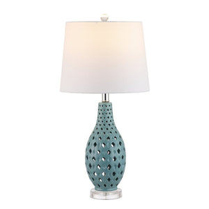 Safavieh HARLEM, HARLEM 26-Inch Ceramic Table Lamp - Modern Accent Lighting for Stylish Living Spaces & Cozy Ambiance Blue TBL4250A
