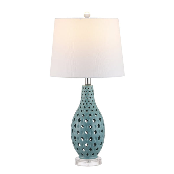 Safavieh HARLEM, HARLEM 26-Inch Ceramic Table Lamp - Modern Accent Lighting for Stylish Living Spaces & Cozy Ambiance Blue TBL4250A