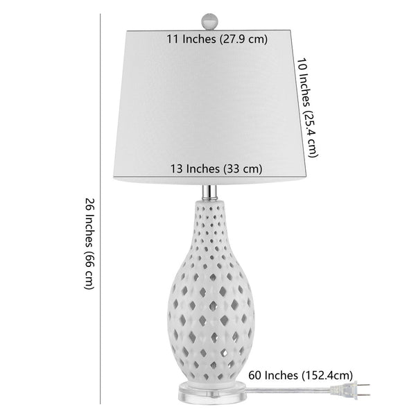 Safavieh HARLEM, HARLEM 26-Inch Ceramic Table Lamp - Modern Accent Lighting for Stylish Living Spaces & Cozy Ambiance White TBL4250B
