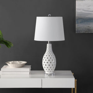 Safavieh HARLEM, HARLEM 26-Inch Ceramic Table Lamp - Modern Accent Lighting for Stylish Living Spaces & Cozy Ambiance White TBL4250B