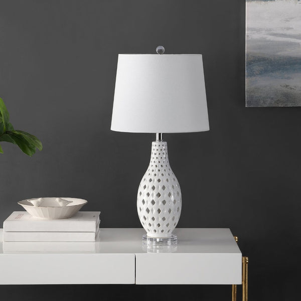 Safavieh HARLEM, HARLEM 26-Inch Ceramic Table Lamp - Modern Accent Lighting for Stylish Living Spaces & Cozy Ambiance White TBL4250B
