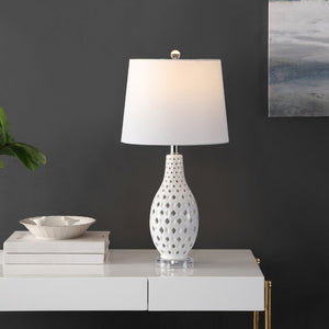 Safavieh HARLEM, HARLEM 26-Inch Ceramic Table Lamp - Modern Accent Lighting for Stylish Living Spaces & Cozy Ambiance White TBL4250B