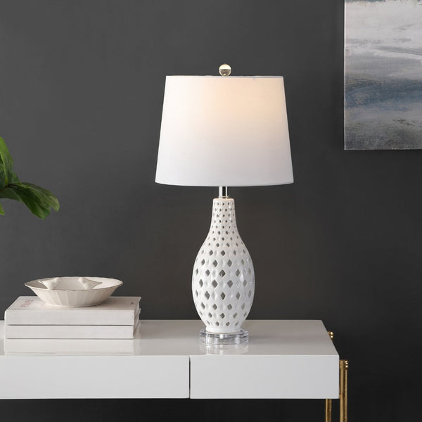 Safavieh HARLEM, HARLEM 26-Inch Ceramic Table Lamp - Modern Accent Lighting for Stylish Living Spaces & Cozy Ambiance White TBL4250B