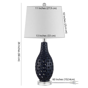 Safavieh HARLEM, HARLEM 26-Inch Ceramic Table Lamp - Modern Accent Lighting for Stylish Living Spaces & Cozy Ambiance Navy TBL4250C