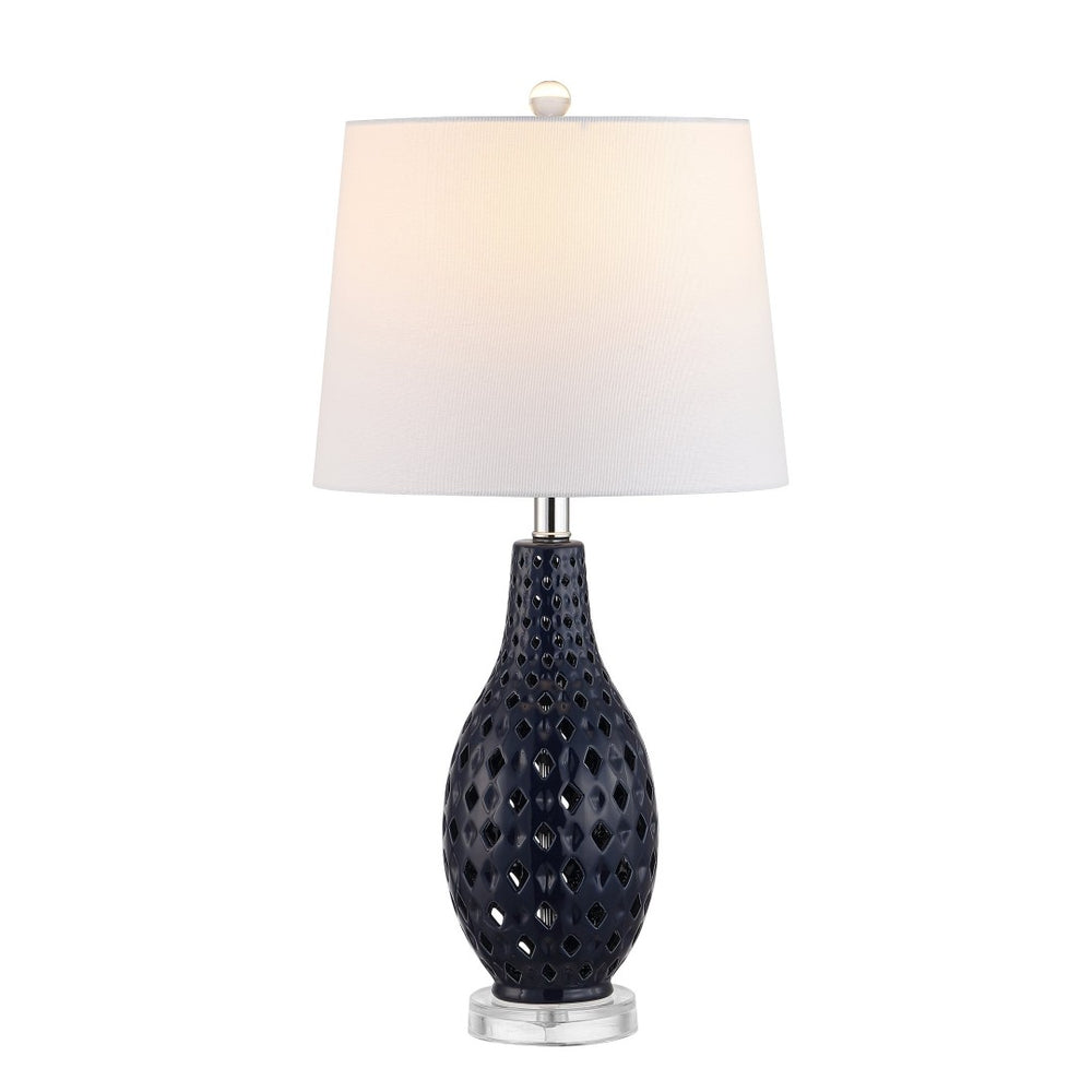 Safavieh HARLEM, HARLEM 26-Inch Ceramic Table Lamp - Modern Accent Lighting for Stylish Living Spaces & Cozy Ambiance Navy TBL4250C
