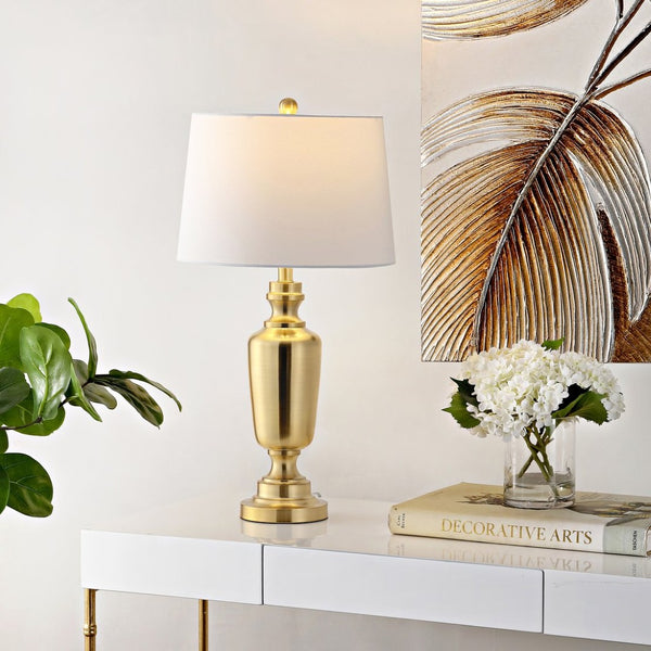 Safavieh EZRA, 29 Inch Iron Table Lamp – Timeless Modern Minimalism for Elegant Home Lighting Solutions Brass TBL4252B