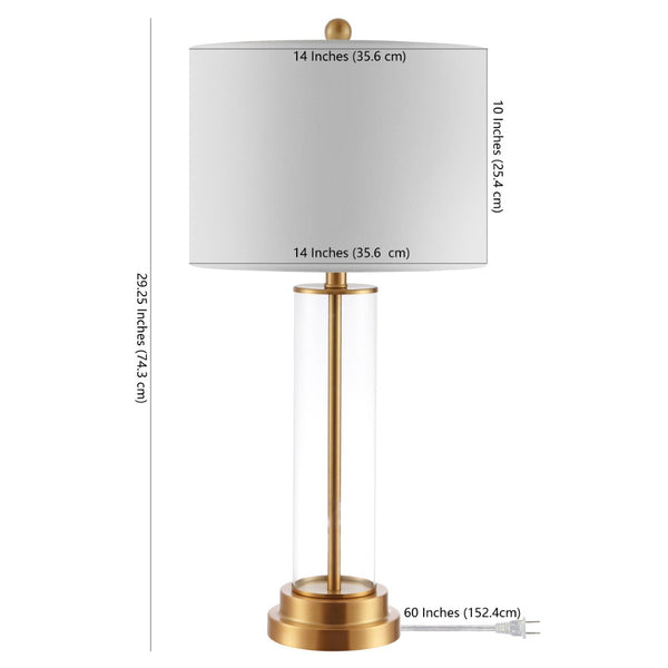 Safavieh CASSIAN, Elegant 29.25 Inch Glass Table Lamp with Brass-Toned Iron for Stylish Home Illumination Clear / Brass TBL4253A
