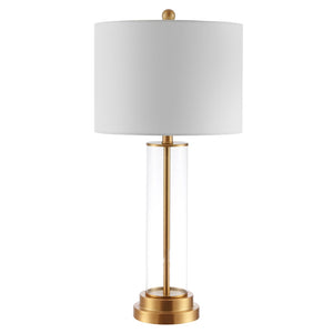 Safavieh CASSIAN, Elegant 29.25 Inch Glass Table Lamp with Brass-Toned Iron for Stylish Home Illumination Clear / Brass TBL4253A