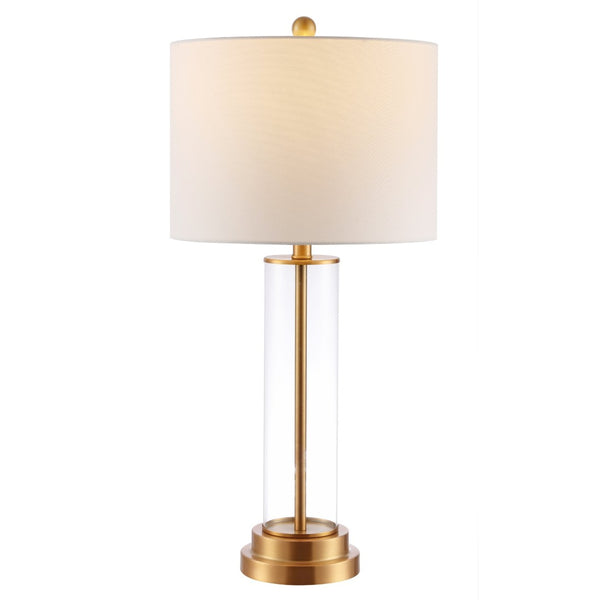 Safavieh CASSIAN, Elegant 29.25 Inch Glass Table Lamp with Brass-Toned Iron for Stylish Home Illumination Clear / Brass TBL4253A