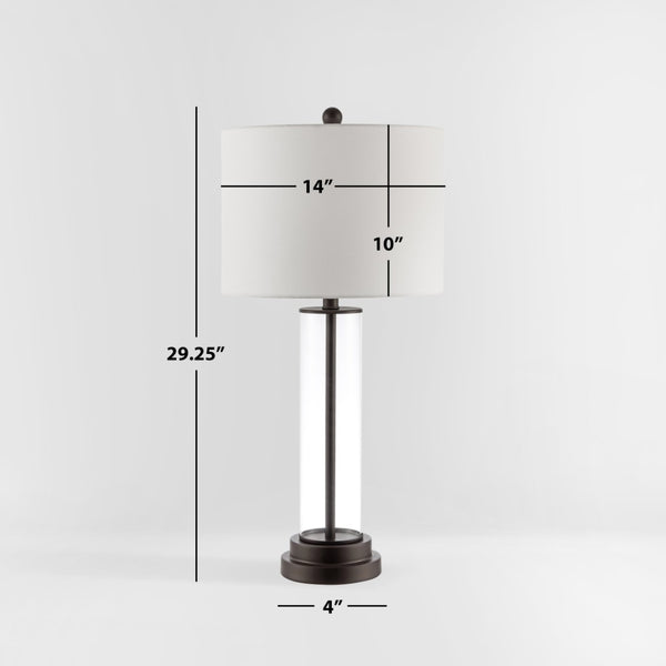 Safavieh CASSIAN, Elegant 29.25 Inch Glass Table Lamp with Brass-Toned Iron for Stylish Home Illumination Clear / Bronze TBL4253B