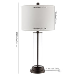 Safavieh CASSIAN, Elegant 29.25 Inch Glass Table Lamp with Brass-Toned Iron for Stylish Home Illumination Clear / Bronze TBL4253B