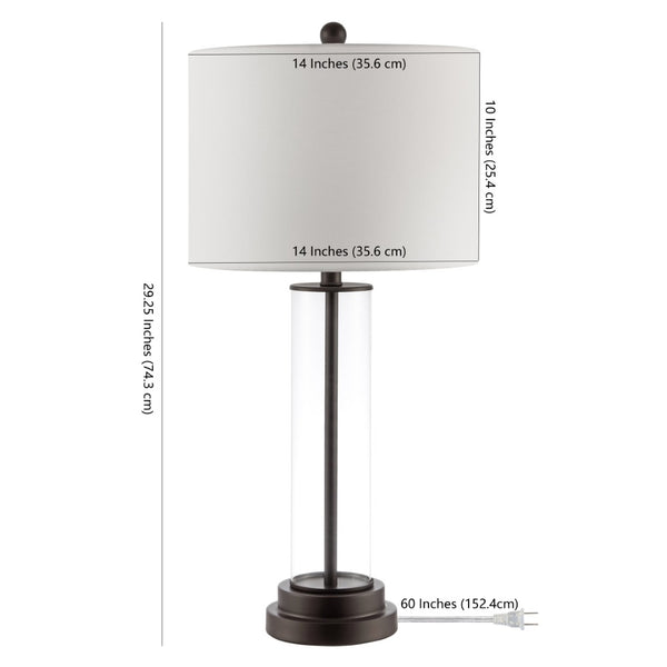 Safavieh CASSIAN, Elegant 29.25 Inch Glass Table Lamp with Brass-Toned Iron for Stylish Home Illumination Clear / Bronze TBL4253B