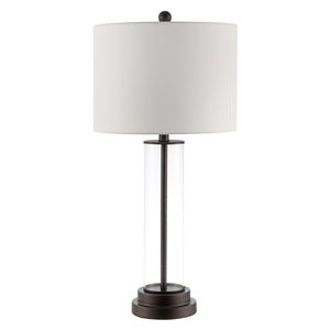 Safavieh CASSIAN, Elegant 29.25 Inch Glass Table Lamp with Brass-Toned Iron for Stylish Home Illumination Clear / Bronze TBL4253B