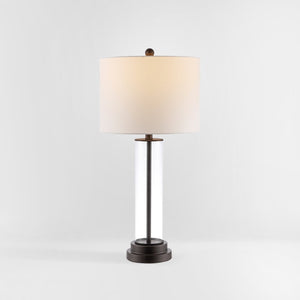 Safavieh CASSIAN, Elegant 29.25 Inch Glass Table Lamp with Brass-Toned Iron for Stylish Home Illumination Clear / Bronze TBL4253B